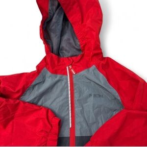 Pacific Trail Kids Windbreaker Jacket 5/6 Red Gray Hooded Reflective Outdoor